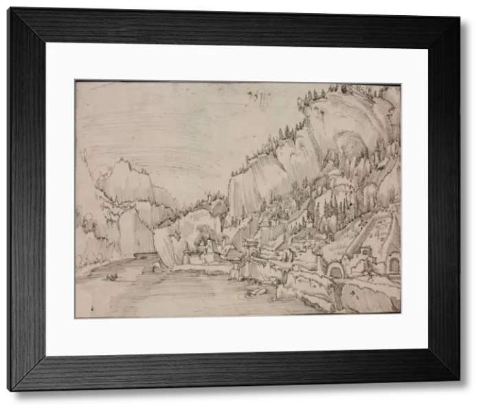 Framed Print : Sarmingstein on the Danube, 1511. Artist: Altdorfer, Albrecht (c. 1480-1538) Framed Print : Sarmingstein on the Danube, 1511. Artist: Altdorfer, Albrecht (c. 1480-1538)