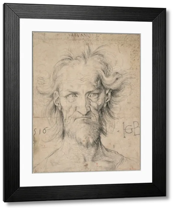 Framed Print : Head of a Bearded Old Man (Saturn), 1516. Artist: Baldung, Hans (1484-1545) Framed Print : Head of a Bearded Old Man (Saturn), 1516. Artist: Baldung, Hans (1484-1545)