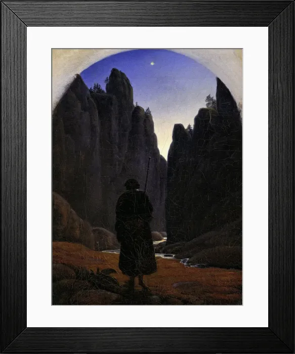 Framed Print : Pilgrim in a Rocky Valley, ca 1820. Artist: Carus, Carl Gustav (1789-1869) Framed Print : Pilgrim in a Rocky Valley, ca 1820. Artist: Carus, Carl Gustav (1789-1869)
