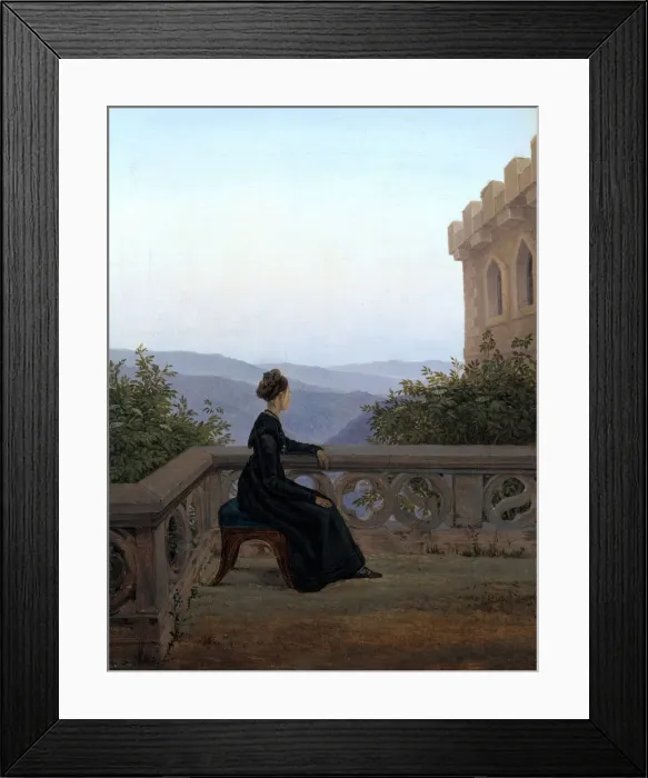 Framed Print : Woman on the Balcony, 1824. Artist: Carus, Carl Gustav (1789-1869) Framed Print : Woman on the Balcony, 1824. Artist: Carus, Carl Gustav (1789-1869)