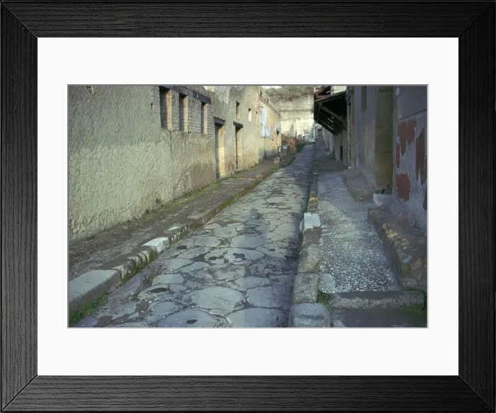 Framed Print : Paved street in the Roman town of Herculaneum, 1st century Framed Print : Paved street in the Roman town of Herculaneum, 1st century