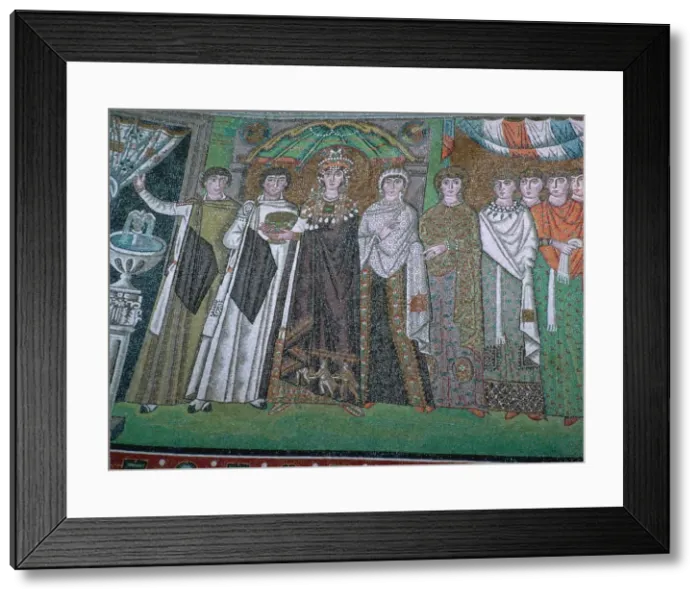 Framed Print : Mosaic of the Byzantine Empress Theodora and her court, 6th century Framed Print : Mosaic of the Byzantine Empress Theodora and her court, 6th century