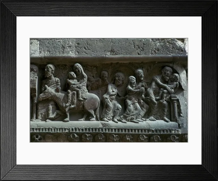 Framed Print : Detail of a French frieze depicting the flight into Egypt, 12th century Framed Print : Detail of a French frieze depicting the flight into Egypt, 12th century