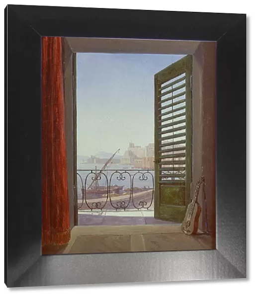 Balcony Room with a View of the Bay of Naples, c. 1829. Artist: Carus, Carl Gustav (1789-1869)
