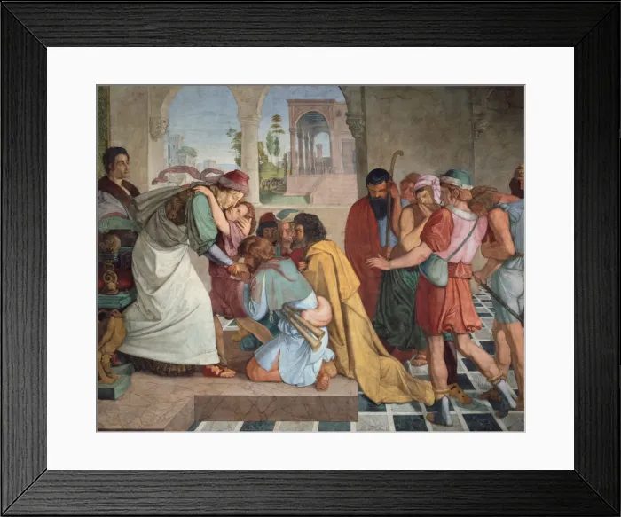 Framed Print : Joseph Reveals Himself to His Brothers, 1817. Artist: Cornelius, Peter, von (1784-1867) Framed Print : Joseph Reveals Himself to His Brothers, 1817. Artist: Cornelius, Peter, von (1784-1867)