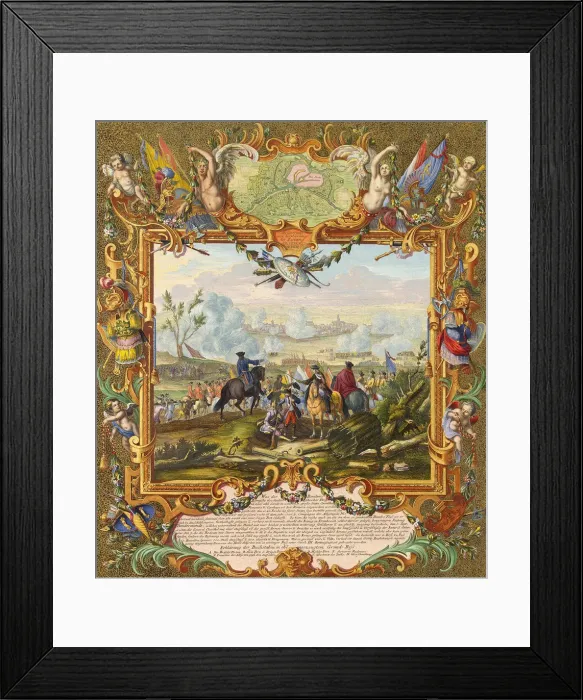 Framed Print : Capture of the Fortress of Audenarde by the Allied Troops in 1708, Early 18th cen Artist: Corvinus, Johann August (1683-1738) Framed Print : Capture of the Fortress of Audenarde by the Allied Troops in 1708, Early 18th cen Artist: Corvinus, Johann August (1683-1738)