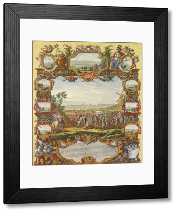 Framed Print : Capture of the French fortress of Menin by the Allied Troops in 1706, Early 18th cen Artist: Corvinus, Johann August (1683-1738) Framed Print : Capture of the French fortress of Menin by the Allied Troops in 1706, Early 18th cen Artist: Corvinus, Johann August (1683-1738)
