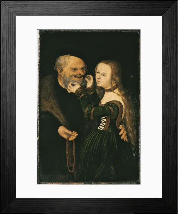 Framed Print : The Unequal Couple, ca 1530. Artist: Cranach, Lucas, the Elder (1472-1553)
