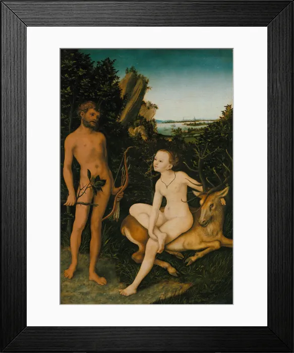 Framed Print : Landscape with Apollo and Diana, 1530. Artist: Cranach, Lucas, the Elder (1472-1553) Framed Print : Landscape with Apollo and Diana, 1530. Artist: Cranach, Lucas, the Elder (1472-1553)