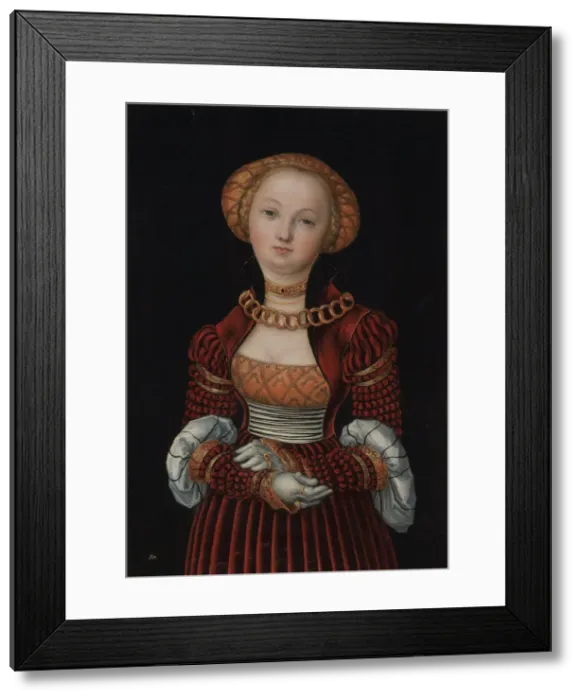 Framed Print : Portrait of a Woman, c. 1525. Artist: Cranach, Lucas, the Elder (1472-1553) Framed Print : Portrait of a Woman, c. 1525. Artist: Cranach, Lucas, the Elder (1472-1553)