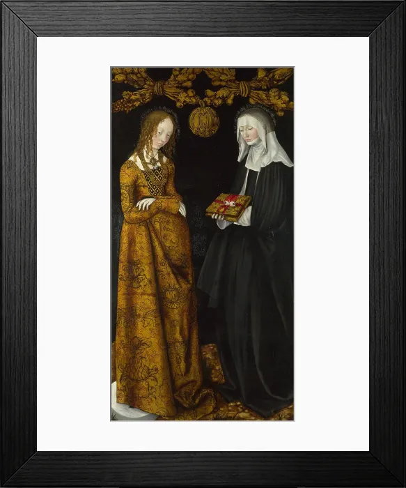 Framed Print : Saints Christina and Ottilia, 1506. Artist: Cranach, Lucas, the Elder (1472-1553) Framed Print : Saints Christina and Ottilia, 1506. Artist: Cranach, Lucas, the Elder (1472-1553)