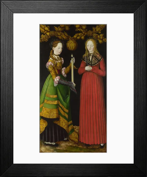 Framed Print : Saints Genevieve and Apollonia, 1506. Artist: Cranach, Lucas, the Elder (1472-1553) Framed Print : Saints Genevieve and Apollonia, 1506. Artist: Cranach, Lucas, the Elder (1472-1553)
