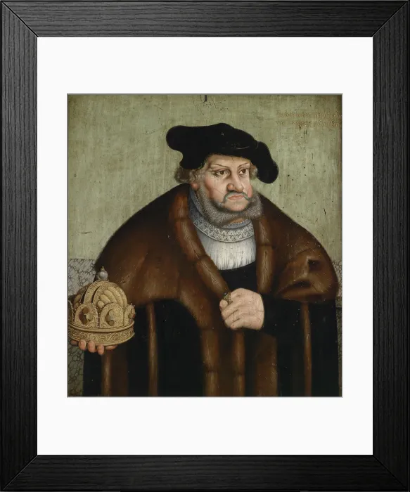 Framed Print : Portrait of Frederick III, Elector of Saxony (1463-1525). Artist: Cranach, Lucas, the Elder (1472-1553) Framed Print : Portrait of Frederick III, Elector of Saxony (1463-1525). Artist: Cranach, Lucas, the Elder (1472-1553)