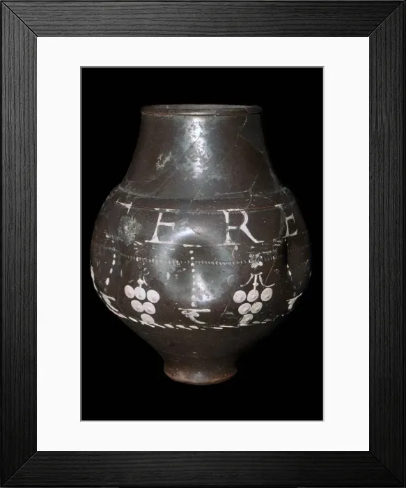 Framed Print : Roman vase inscribed Utere Felix, 3rd century Framed Print : Roman vase inscribed Utere Felix, 3rd century