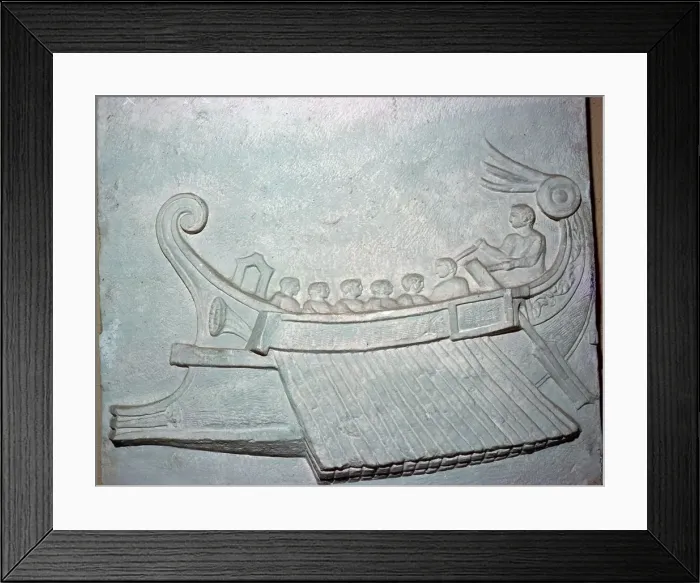 Framed Print : Roman relief of a war triereme Framed Print : Roman relief of a war triereme