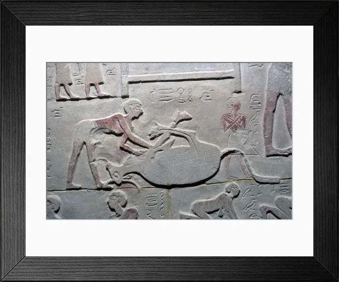 Framed Print : Egyptian relief of the cutting up of a carcass Framed Print : Egyptian relief of the cutting up of a carcass