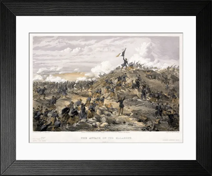 Framed Print : Attack on the Malakoff redoubt on 7 September 1855, 1855. Artist: Simpson, William (1832-1898) Framed Print : Attack on the Malakoff redoubt on 7 September 1855, 1855. Artist: Simpson, William (1832-1898)