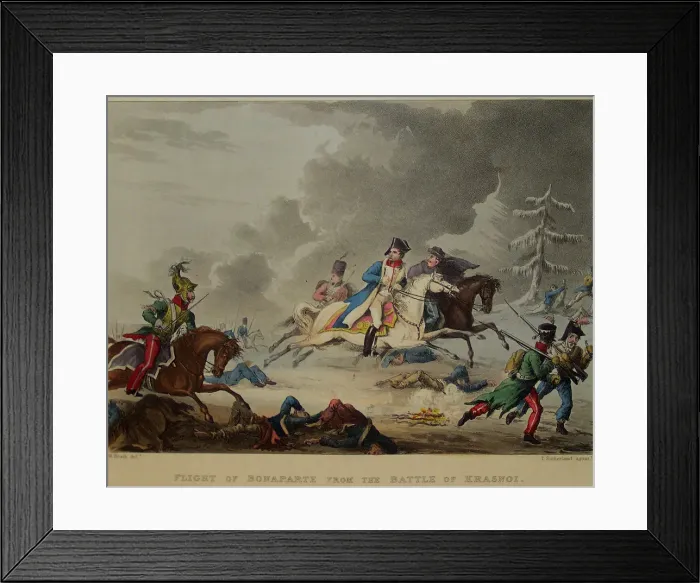 Framed Print : The Flight of Bonaparte from the Battle of Krasnoi, 1815. Artist: Sutherland, Thomas (1785-1838) Framed Print : The Flight of Bonaparte from the Battle of Krasnoi, 1815. Artist: Sutherland, Thomas (1785-1838)