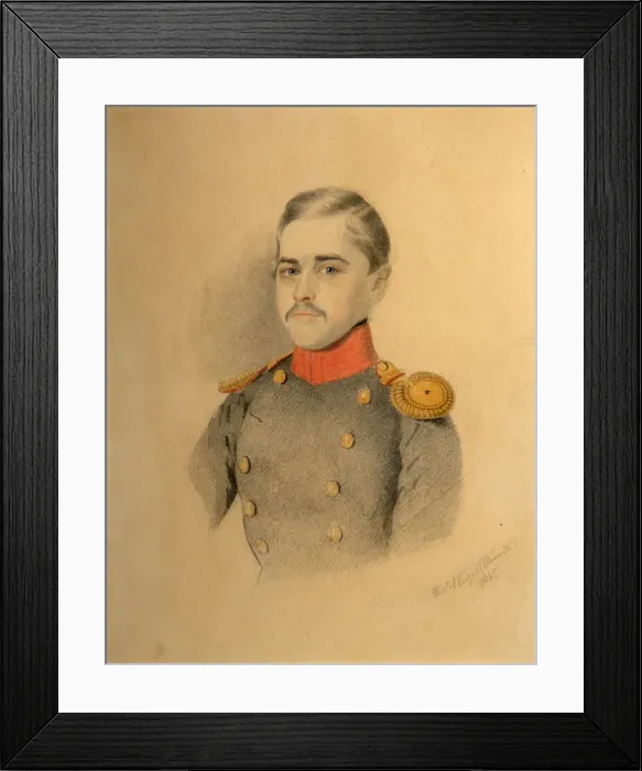 Framed Print : Portrait of an Officer fom the Rehbinder Family (Nikolai Rehbinder?), 1845. Artist: Wright, Thomas (1792-1849) Framed Print : Portrait of an Officer fom the Rehbinder Family (Nikolai Rehbinder?), 1845. Artist: Wright, Thomas (1792-1849)