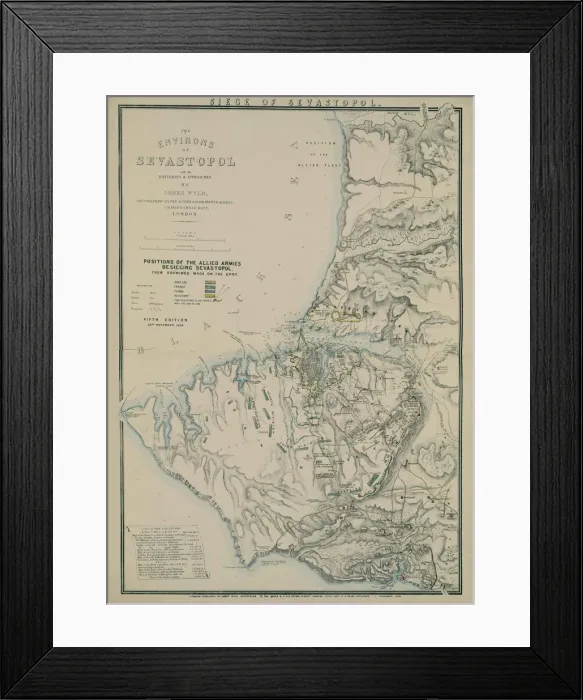 Framed Print : Map of the Environs of Sevastopol, 1854. Artist: Wyld, James (1812-1887) Framed Print : Map of the Environs of Sevastopol, 1854. Artist: Wyld, James (1812-1887)