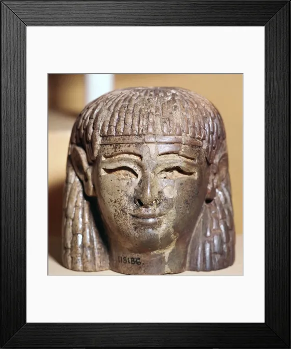 Framed Print : Phoenician ivory head found at the Burnt Palace in Nimrud, 8th century BC Framed Print : Phoenician ivory head found at the Burnt Palace in Nimrud, 8th century BC