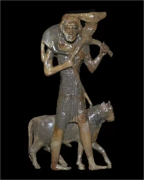Phoenician bronze of a man with animals for sacrifice, 8th century BC