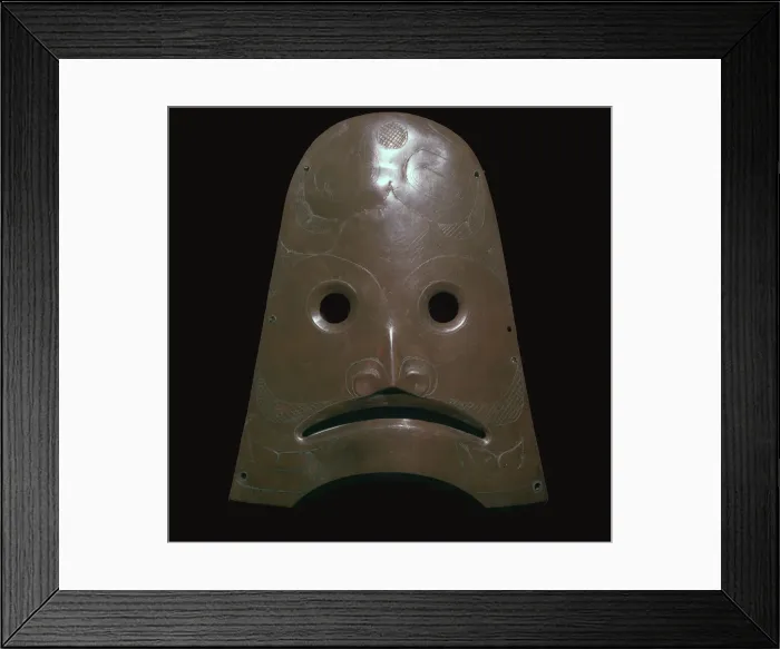 Framed Print : Native American copper mask representing a killer whale, 19th century Framed Print : Native American copper mask representing a killer whale, 19th century