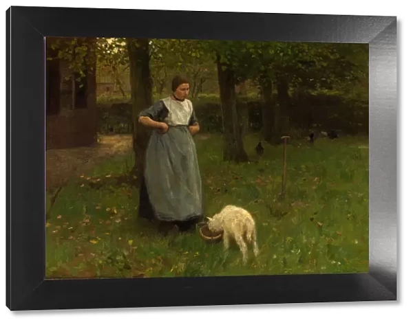 Woman from Laren with lamb, 1885. Artist: Mauve, Anton (1838-1888)