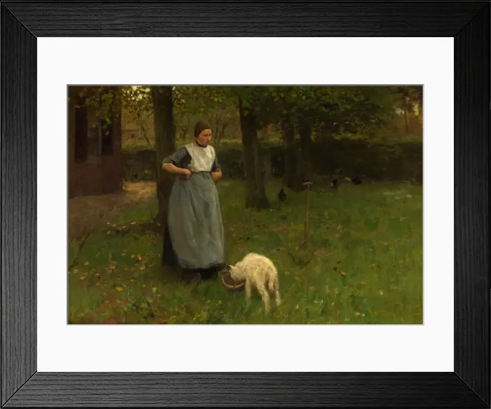 Framed Print : Woman from Laren with lamb, 1885. Artist: Mauve, Anton (1838-1888) Framed Print : Woman from Laren with lamb, 1885. Artist: Mauve, Anton (1838-1888)