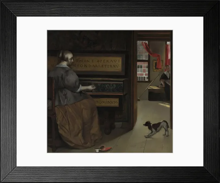 Framed Print : Lady at a Virginal, ca 1665. Artist: Metsu, Gabriel (1629-1667) Framed Print : Lady at a Virginal, ca 1665. Artist: Metsu, Gabriel (1629-1667)