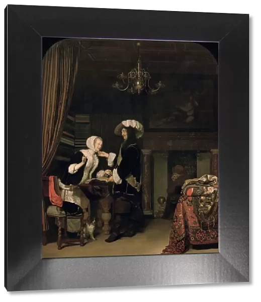 Cavalier in the Shop, 1660. Artist: Mieris, Frans van, the Elder (1635-1681)