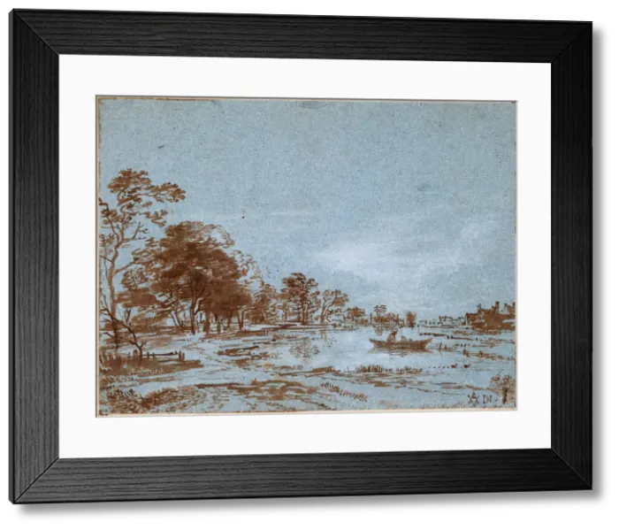 Framed Print : River Landscape by Moonlight, c. 1650-1660. Artist: Neer, Aert, van der (1603-1677) Framed Print : River Landscape by Moonlight, c. 1650-1660. Artist: Neer, Aert, van der (1603-1677)