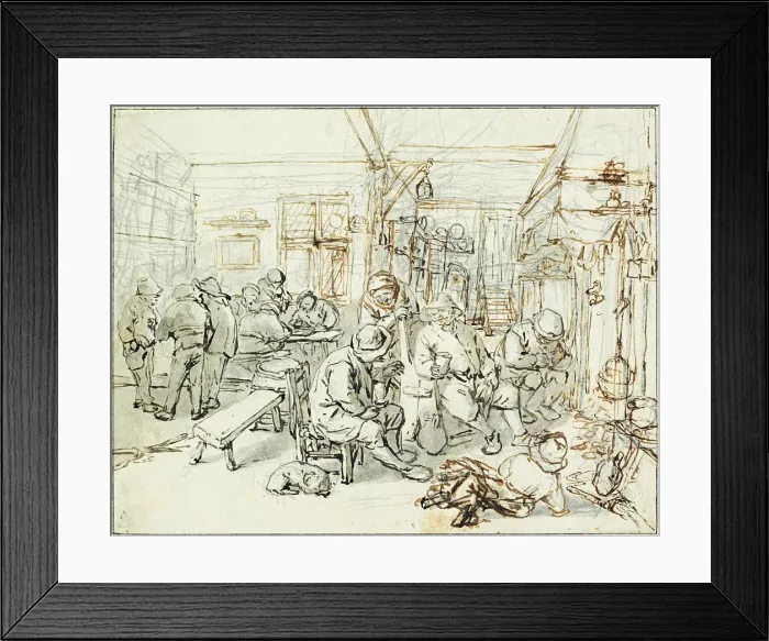 Framed Print : Company of Peasants in a Tavern, ca 1675. Artist: Ostade, Adriaen Jansz, van (1610-1685) Framed Print : Company of Peasants in a Tavern, ca 1675. Artist: Ostade, Adriaen Jansz, van (1610-1685)