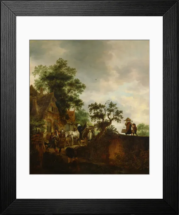 Framed Print : Travellers Halting at an Inn, 1645. Artist: Ostade, Isaac van (1621?1649) Framed Print : Travellers Halting at an Inn, 1645. Artist: Ostade, Isaac van (1621?1649)