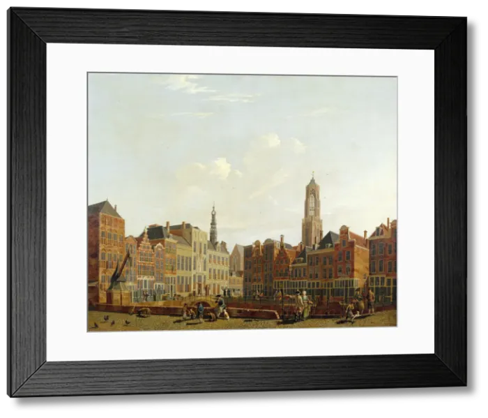 Framed Print : Utrecht Town Hall Bridge with Surroundings, 1779. Artist: Ouwater, Isaac (1748-1793) Framed Print : Utrecht Town Hall Bridge with Surroundings, 1779. Artist: Ouwater, Isaac (1748-1793)