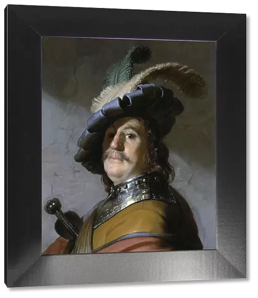 Bust of a man in a gorget and a feathered beret, 1627. Artist: Rembrandt van Rhijn (1606-1669)