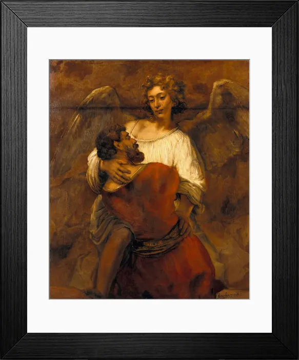 Framed Print : Jacob Wrestling with the Angel, ca 1659. Artist: Rembrandt van Rhijn (1606-1669) Framed Print : Jacob Wrestling with the Angel, ca 1659. Artist: Rembrandt van Rhijn (1606-1669)