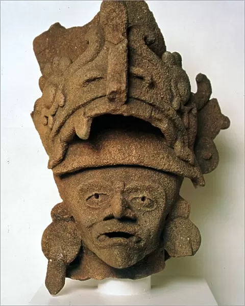 Mayan pottery incense burner in the shape of a head
