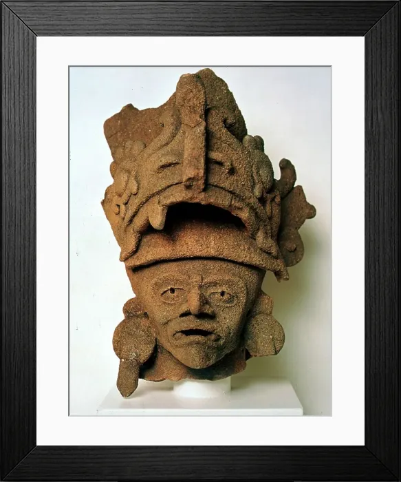 Framed Print : Mayan pottery incense burner in the shape of a head Framed Print : Mayan pottery incense burner in the shape of a head