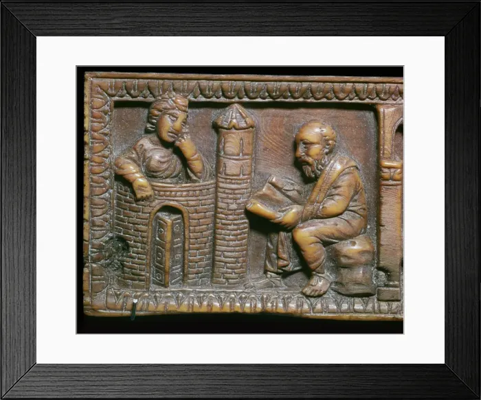 Framed Print : Ivory panel showing St Paul and Thecla, 4th century Framed Print : Ivory panel showing St Paul and Thecla, 4th century