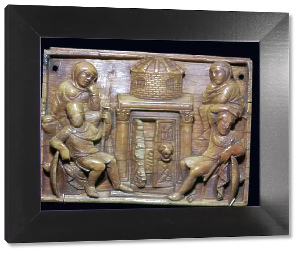 Byzantine ivory panel showing the tomb of Jesus on Easter morning, 5th century