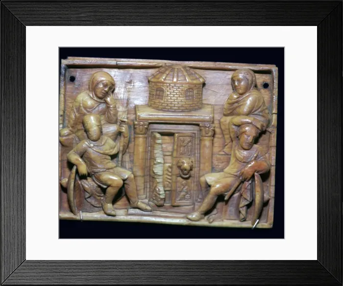 Framed Print : Byzantine ivory panel showing the tomb of Jesus on Easter morning, 5th century