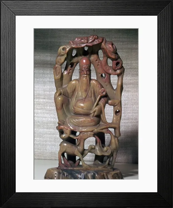 Framed Print : Soapstone Chinese statuette of Shou-lao, 17th century Framed Print : Soapstone Chinese statuette of Shou-lao, 17th century