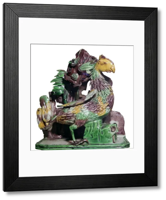Framed Print : Chinese porcelain of a phoenix in a rockery, 18th century Framed Print : Chinese porcelain of a phoenix in a rockery, 18th century