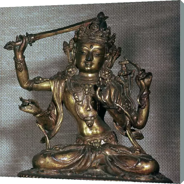 Statuette of the Bodhisattva Manjusri, 15th century