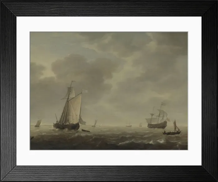 Framed Print : A Dutch Man-of-war and Various Vessels in a Breeze, c. 1640. Artist: Vlieger, Simon de (1601-1653) Framed Print : A Dutch Man-of-war and Various Vessels in a Breeze, c. 1640. Artist: Vlieger, Simon de (1601-1653)