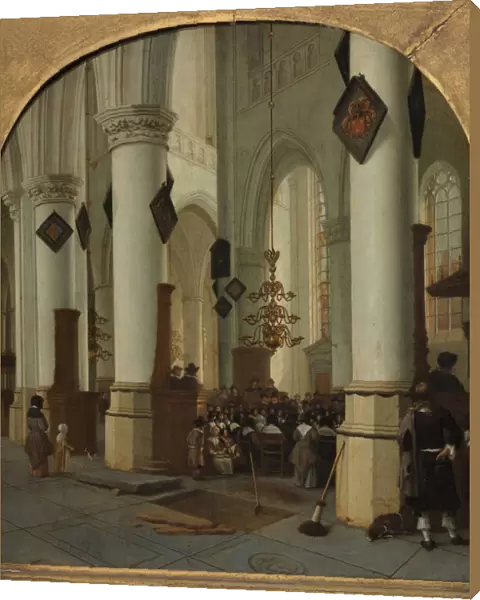 View inside the Saint Bavo church in Haarlem during mass, 1666. Artist: Vliet, Hendrick Cornelisz. van (1611-1675)