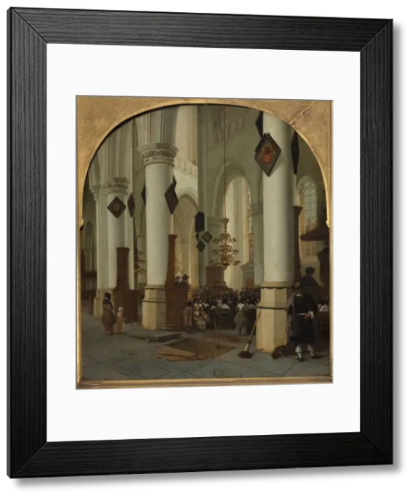 Framed Print : View inside the Saint Bavo church in Haarlem during mass, 1666. Artist: Vliet, Hendrick Cornelisz. van (1611-1675) Framed Print : View inside the Saint Bavo church in Haarlem during mass, 1666. Artist: Vliet, Hendrick Cornelisz. van (1611-1675)