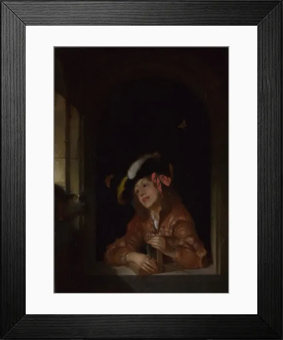 Framed Print : A Boy with a Mousetrap, 1678. Artist: Werff, Adriaen van der (1659-1722) Framed Print : A Boy with a Mousetrap, 1678. Artist: Werff, Adriaen van der (1659-1722)