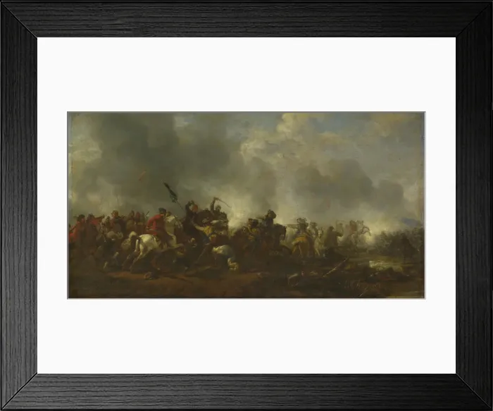 Framed Print : Cavalry attacking Infantry, 1656-1668. Artist: Wouwerman, Philips (1619-1668) Framed Print : Cavalry attacking Infantry, 1656-1668. Artist: Wouwerman, Philips (1619-1668)